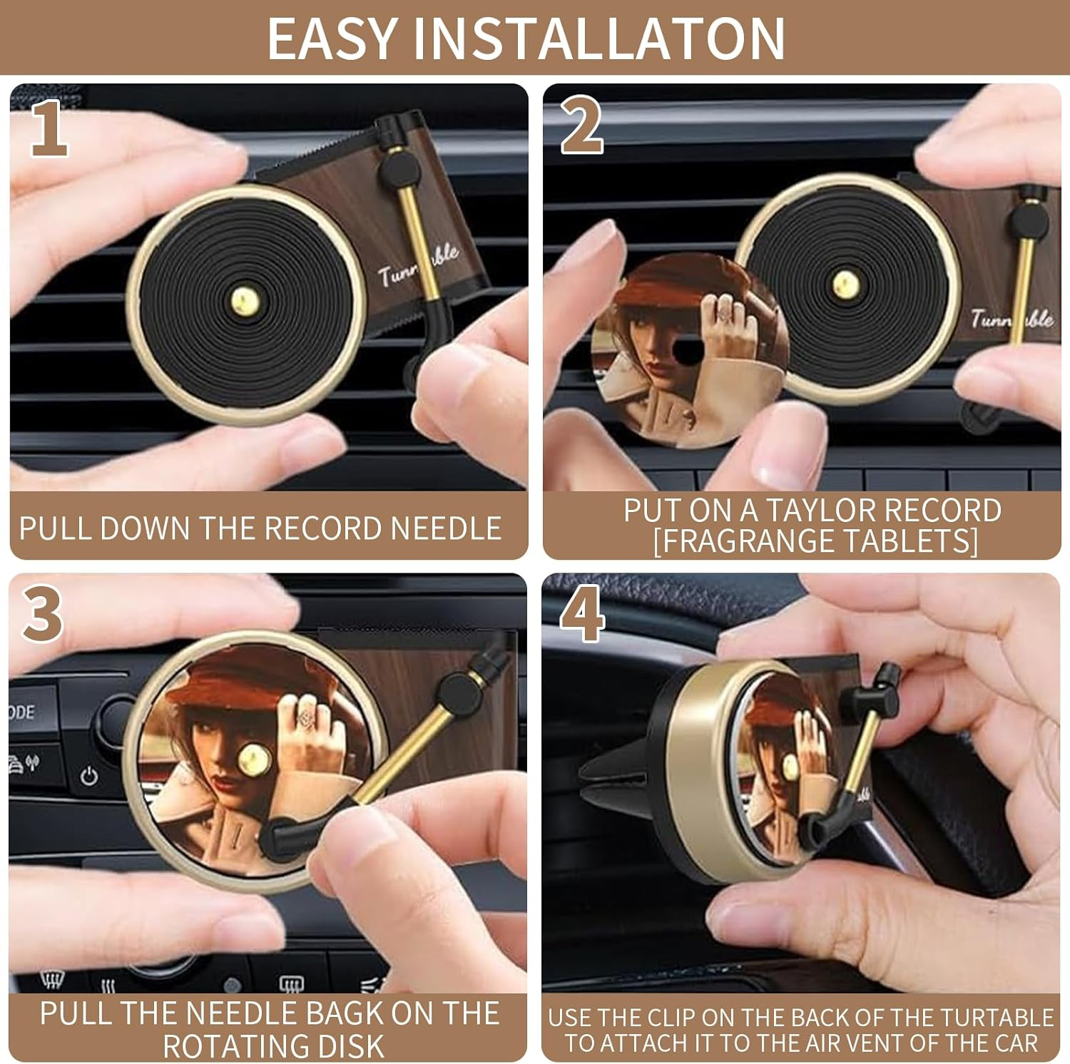 12 PCS Car Air Fresheners for Taylor'S Album, Car Air Fresheners with Record Play Vent Clip for Gift, Car Player Air Diffuser, Turntable Air Freshener Album Cover, Freshener Set for Car Accessories