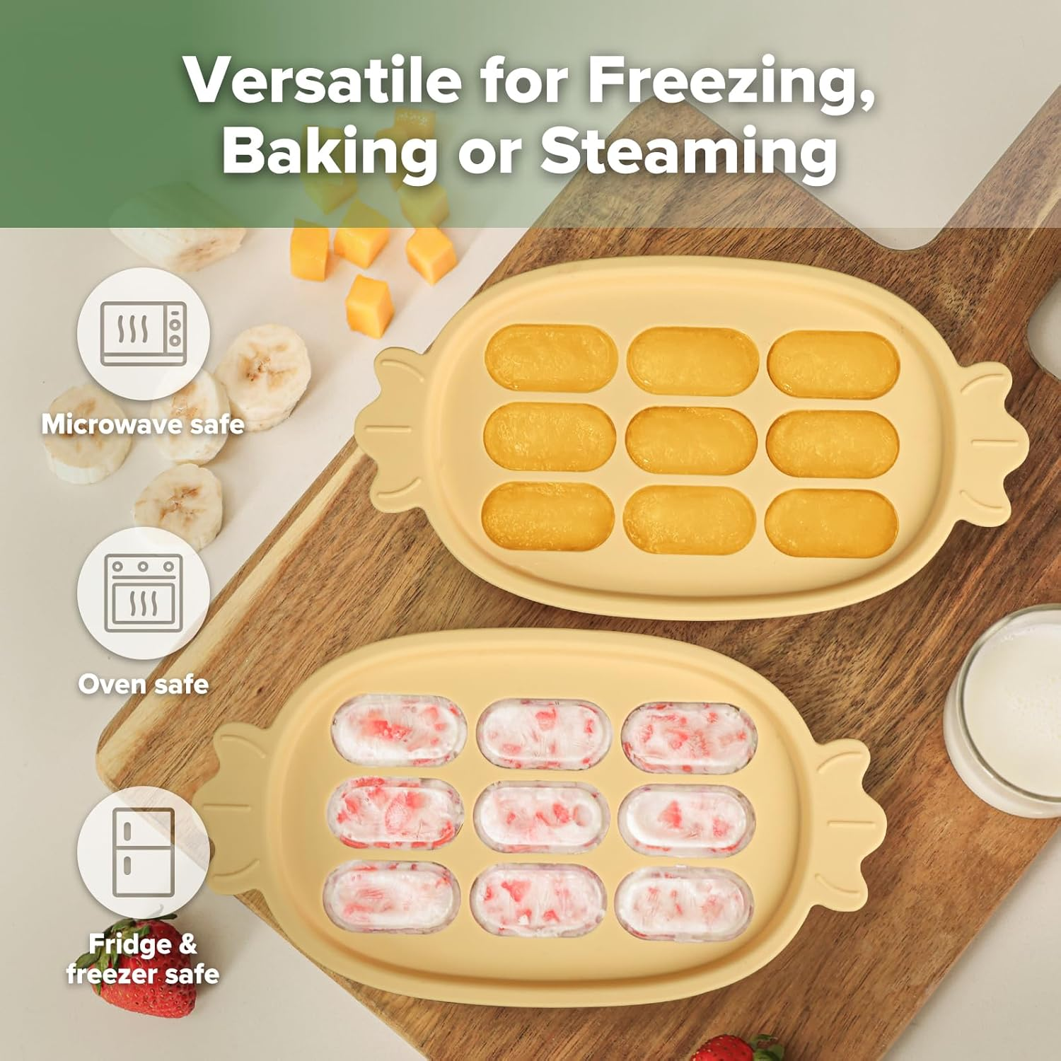 Haakaa Baby Popsicle Mold - Baby Food Maker & Breastmilk Teething Freezer Tray - BPA Free Silicone-Yellow