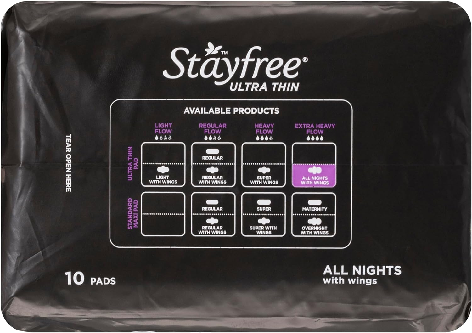 Stayfree Ultra Thin All Nights Pads with Wings 10 Pack | Extra Length & Width to Help Sleep Better |Neutralises Odour|Cottony-Soft Quilted Cover| Keeps Dry and Comfortable image number 5