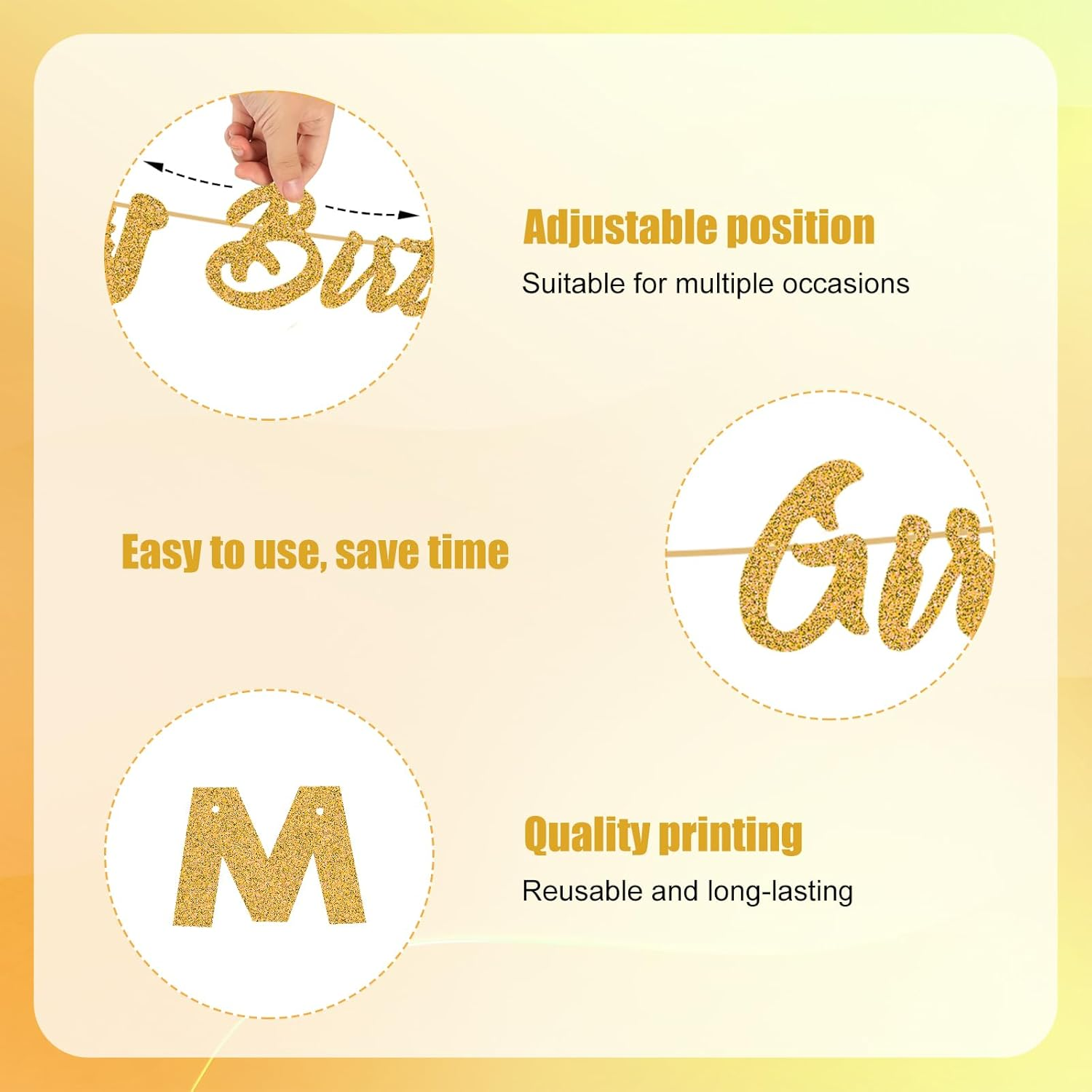 It'S Me Hi I'M the Birthday Girl Banner, Glitter Happy Birthday Banner It'S Me Banner Birthday Party Banner Sign Background for Girls Birthday Party Decor (Gold) image number 5