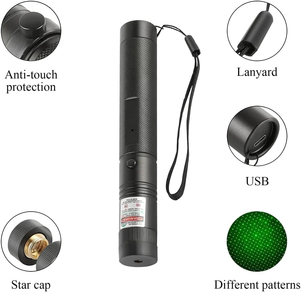 PULKIRR Long-Range Green Light Flashlight, (Built-In USB Charging), Starry Sky, Pattern, Presentation and Outdoor image number 1