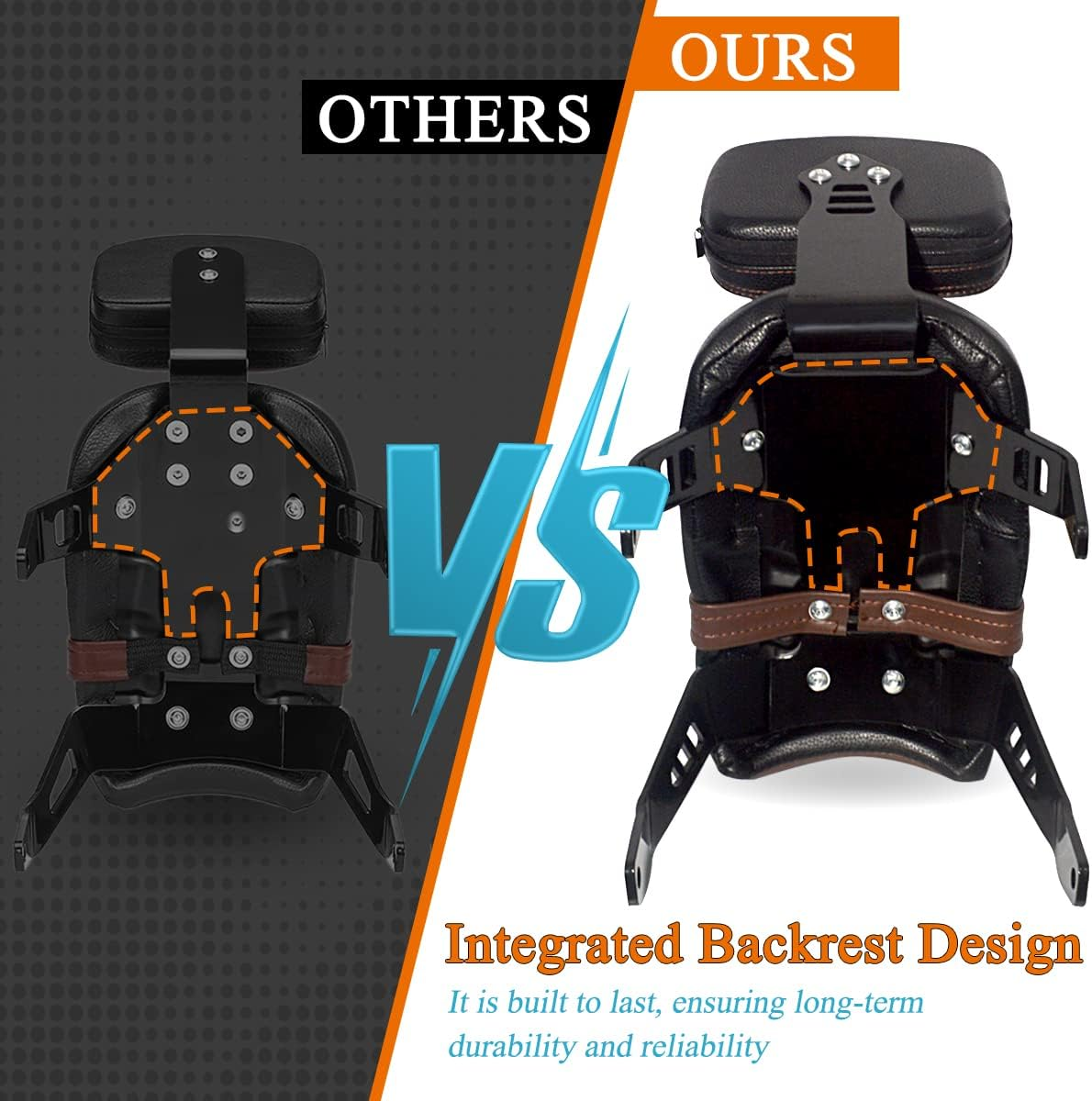 FOVPLUE Passenger Seat W/Backrest for Indian Scout Rogue/Rogue Sixty 2022-2024, Bobber Twenty/Sixty 2020-2024, ABS 2020-2024, 2018-2024, Brown