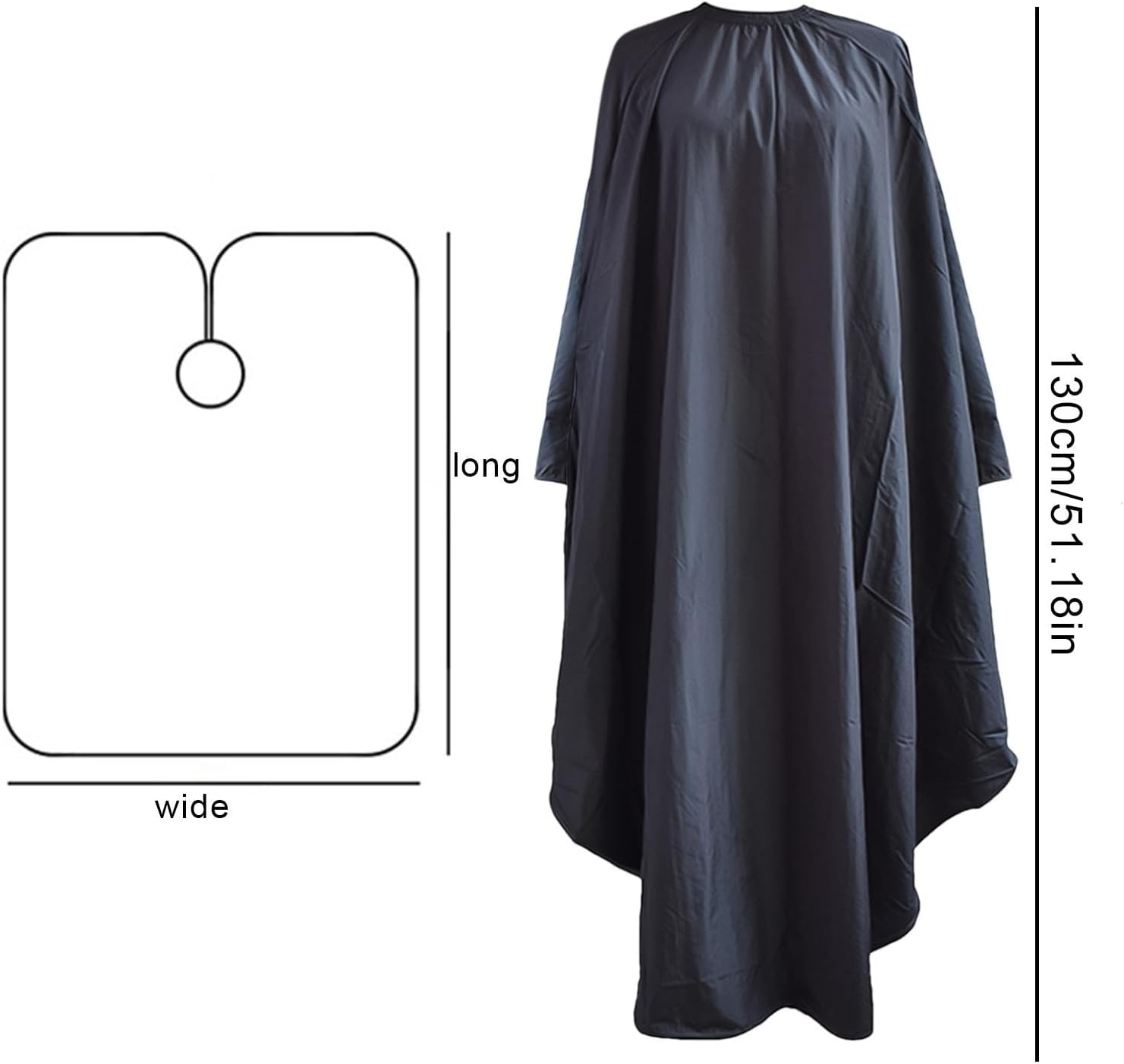 51Inch Professional Hair Salon Cape with Adjustable Snap Closure, Wrap Cape with Sleeves, Salon Barber Cape,Waterproof Hairdressing Salon Cape, Makeup Artist Cape for Hair Dye, Comb-Out, Styling - White image number 3