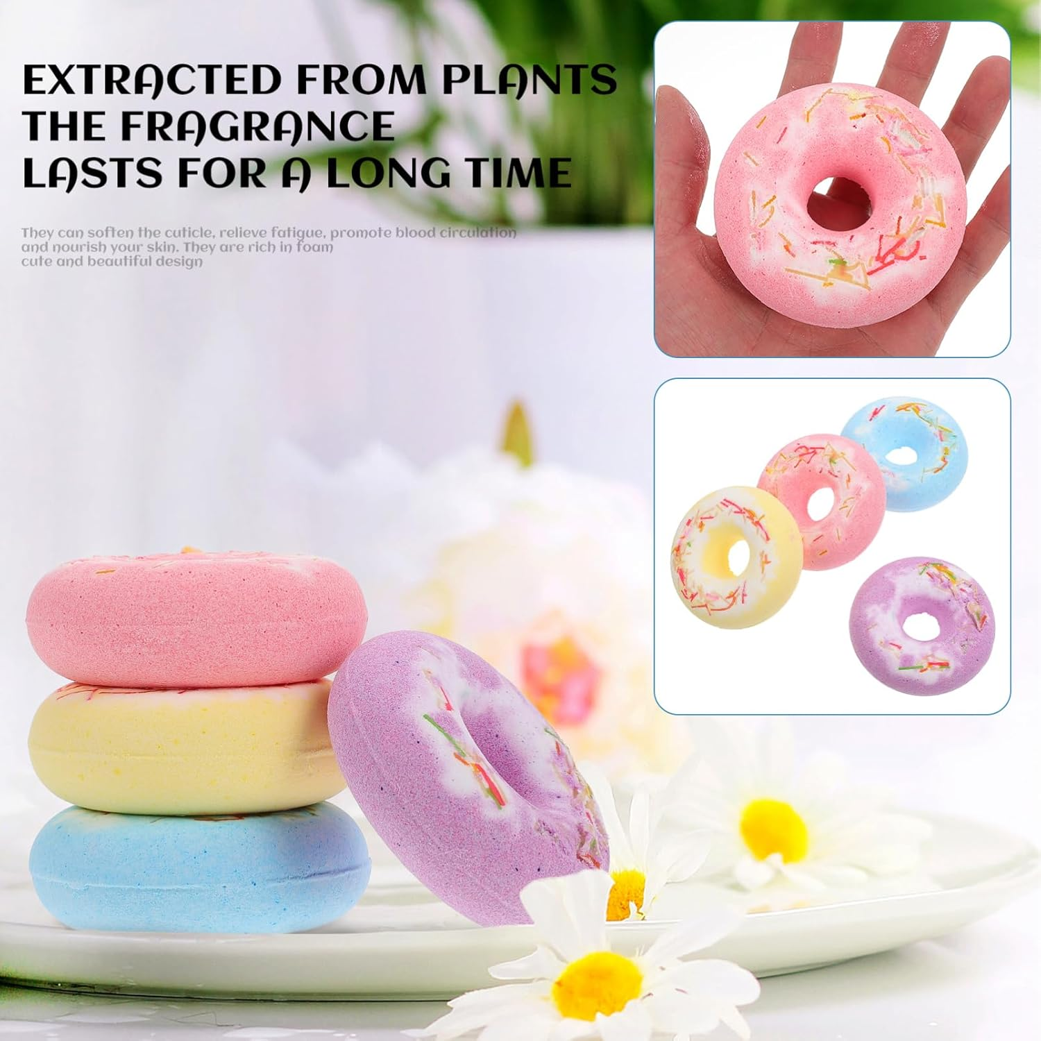 WOONEKY 4Pcs Adorable Salt Bath Balls Natural Material for Boys and Girls Bomb Random Color image number 6