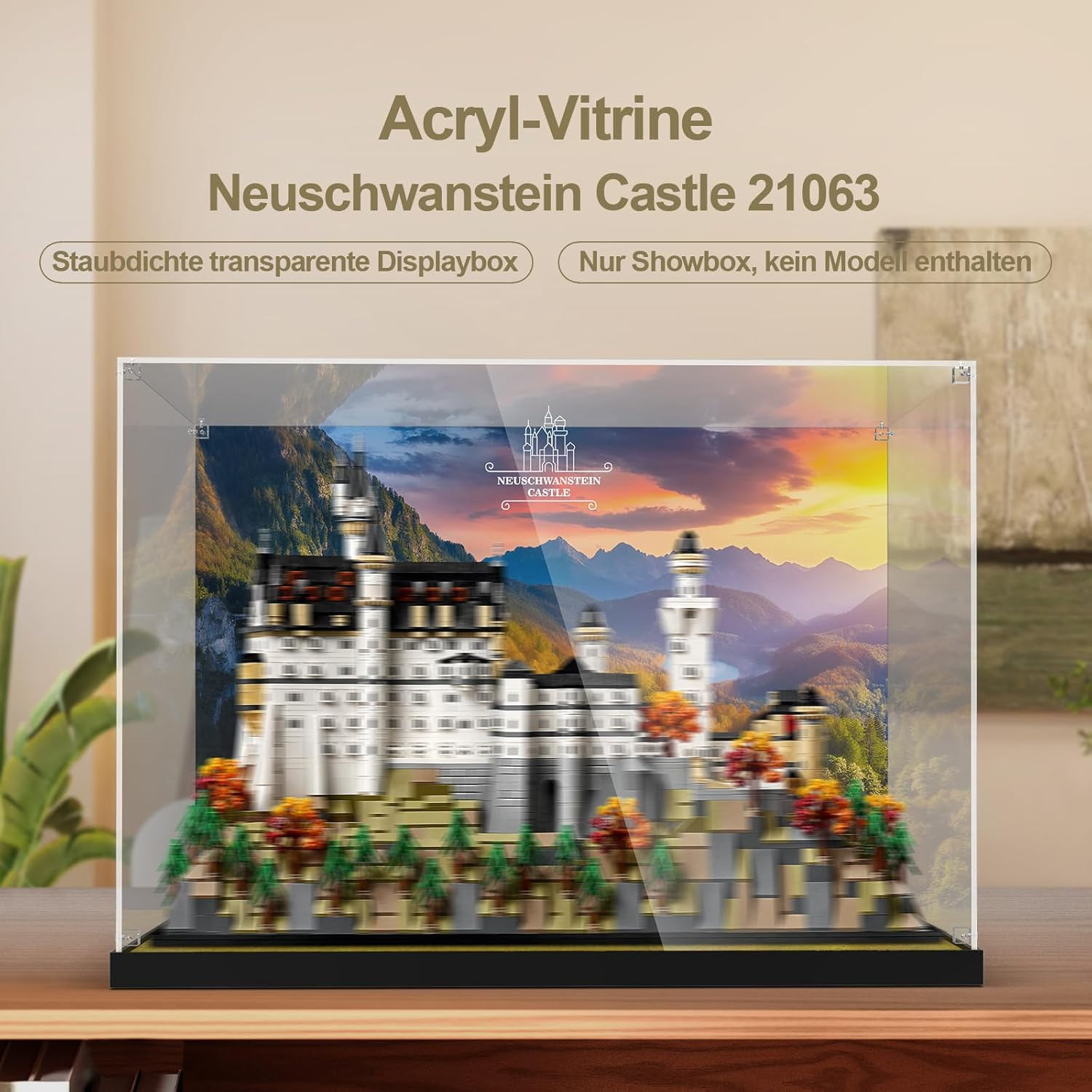 Acrylic Display Case for  Neuschwanstein Castle 21063, Transparent Acrylic Display Case with Clear Background, Dustproof Display Case Compatible with  Building Blocks Model (Box Only, No