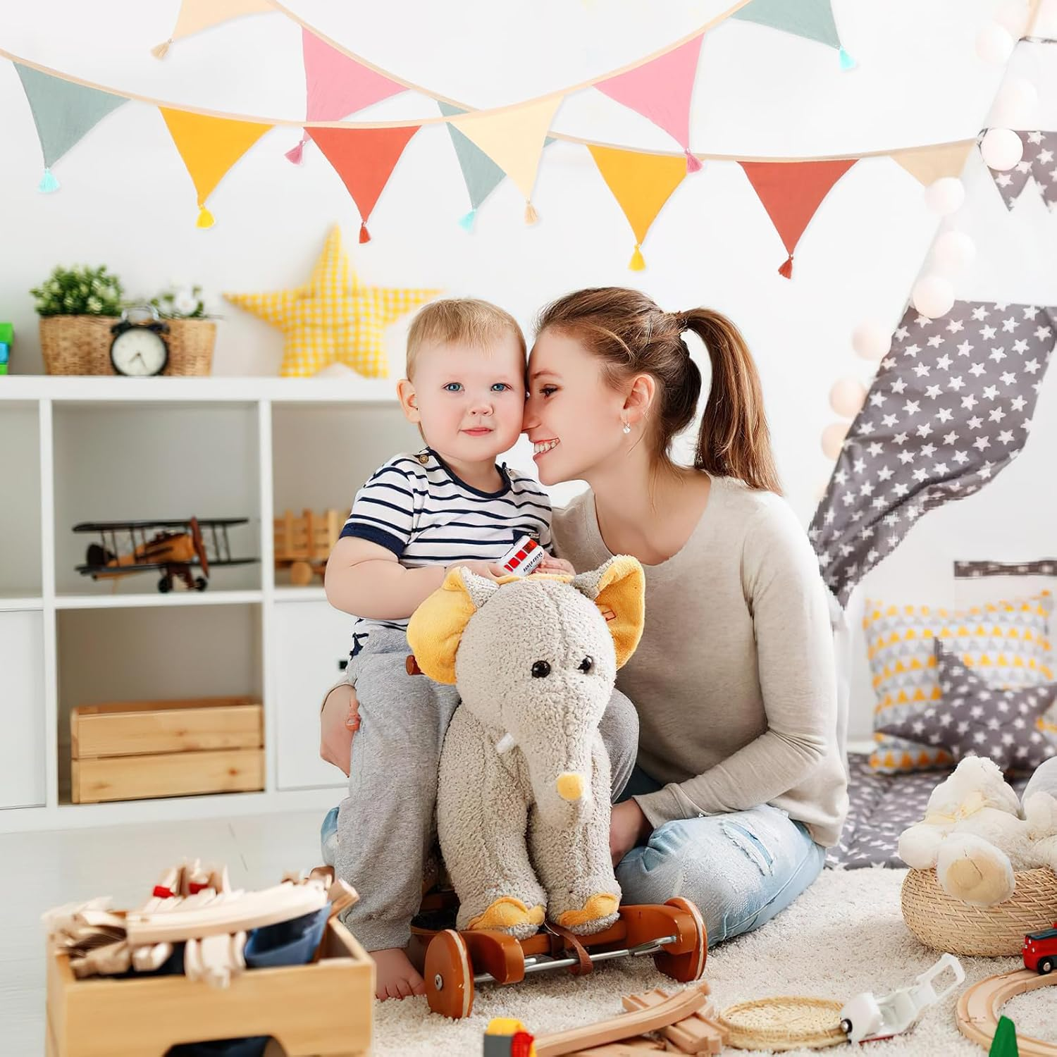 Children'S Room Decoration, 2.6M Triangular Fabric Bunting, Multicolor, Weatherproof, Ideal for Parties & Gifts image number 2
