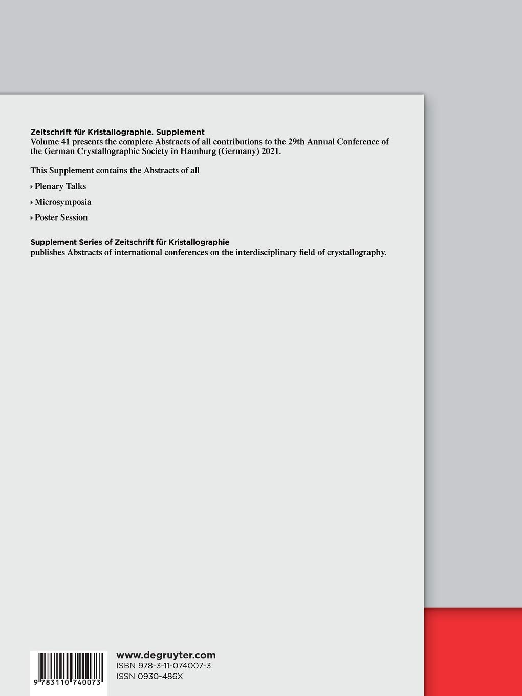 29Th Annual Conference of the German Crystallographic Society, March 15-18, 2021, Hamburg, Germany: 41