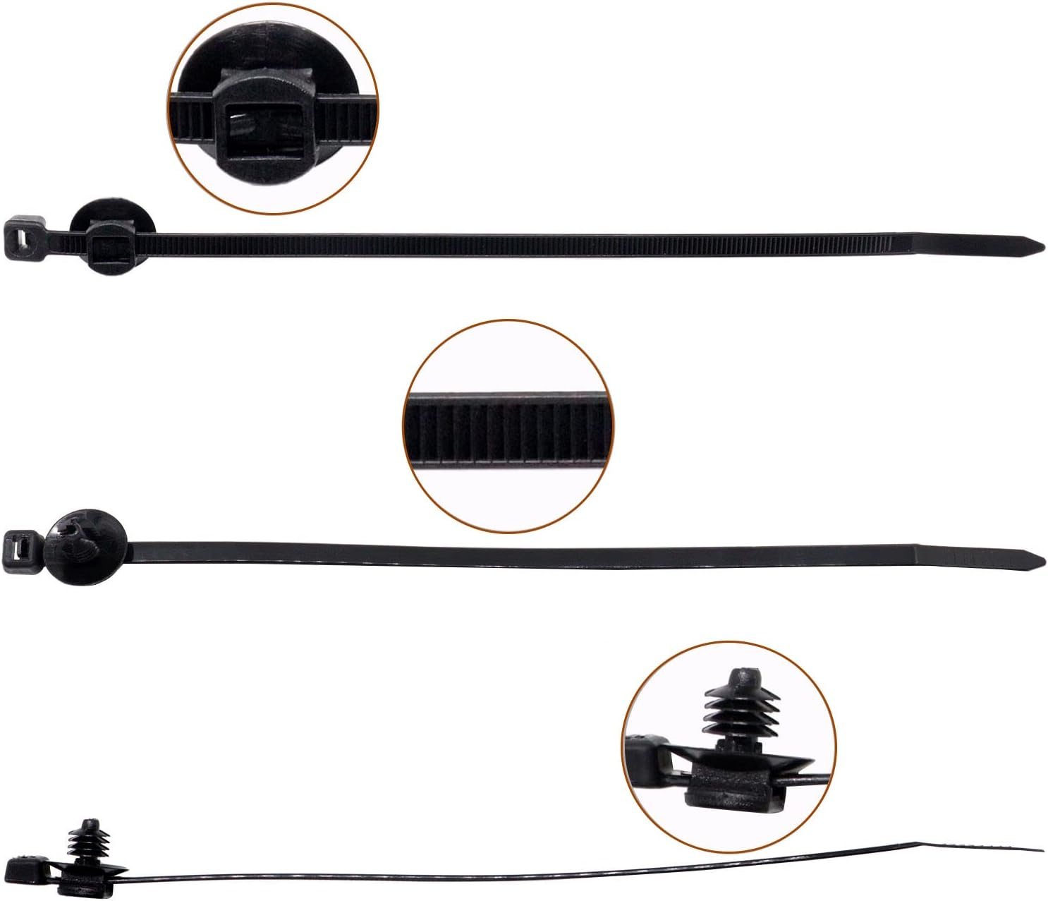 BENLIUDH Cable Ties 8 Inch, Black Fir Tree Nylon Push Mount Head Electrical Zip Tie Wire Clip Holder (100 Pack) image number 1