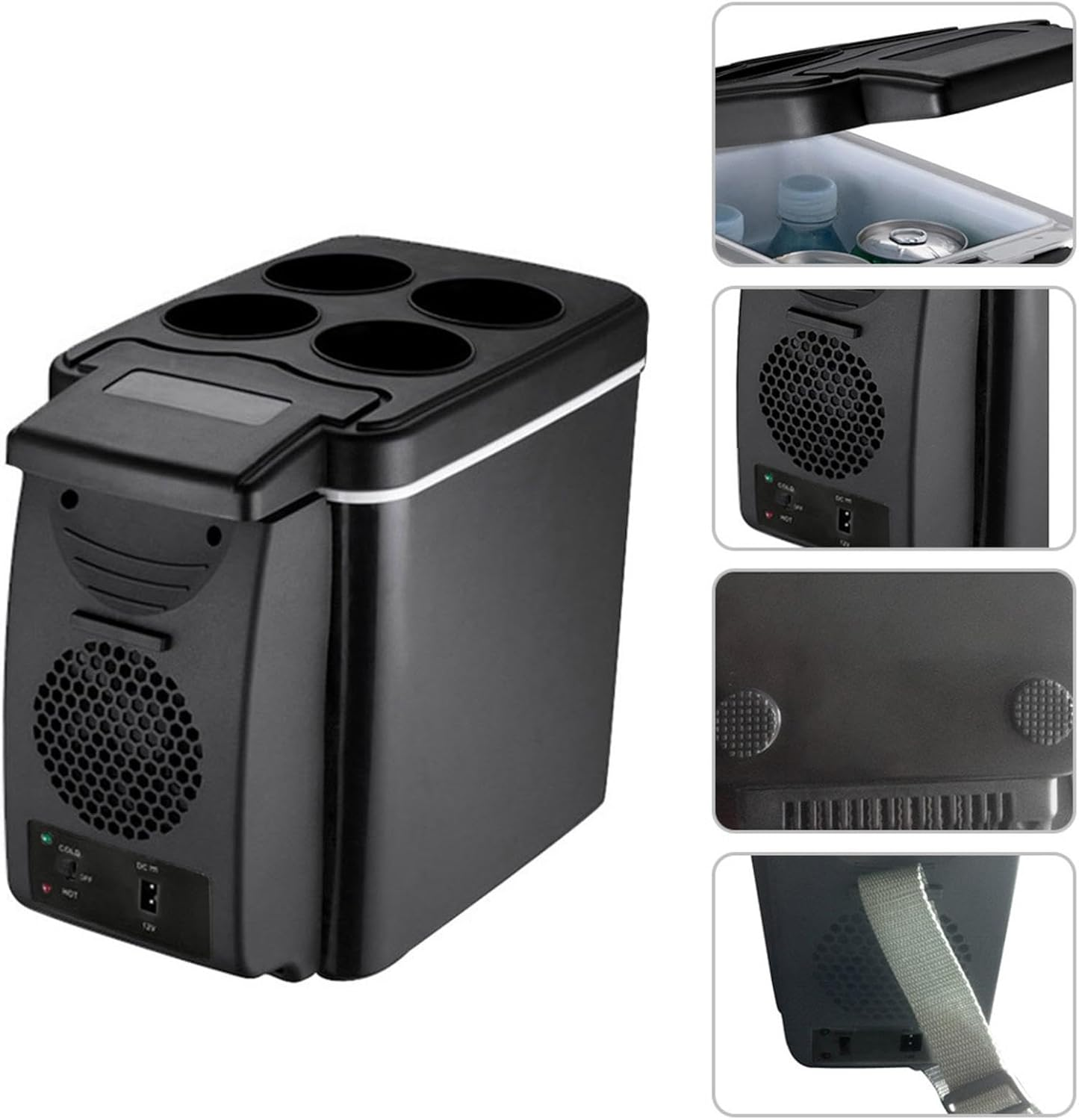 -12V Car Refrigerator - Energy Drink Cooler | Metal Camping Refrigerator for Car, Car Refrigerator, Portable Thermoelectric Refrigerator for Cha image number 4