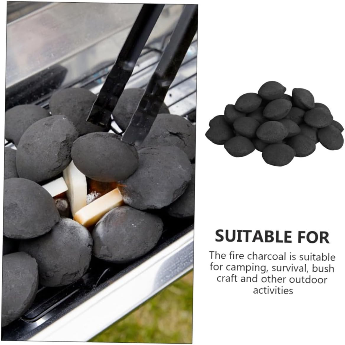HANABASS 1 Pack BBQ Charcoal Organic Charcoal Briquette Hardwood Lump Charcoals Charcoal for Grilling Hardwood Briquettes Fireplace Charcoal Bamboo Charcoal Blend Camping Tool image number 5