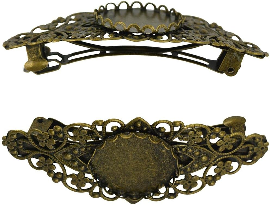 Eigell Vintage Flower French Barrette Blank Pair Setting image number 4