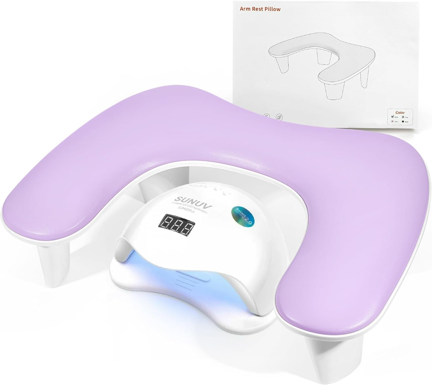 LIONVISON Arm Rest for Nails Tech U Shaped - Comfortable Manicure Nail Hand Rest Pillow Cushion, PU Leather Nail Armrest Stand for Acrylic Nail Art Tech, Quick Installation, Black