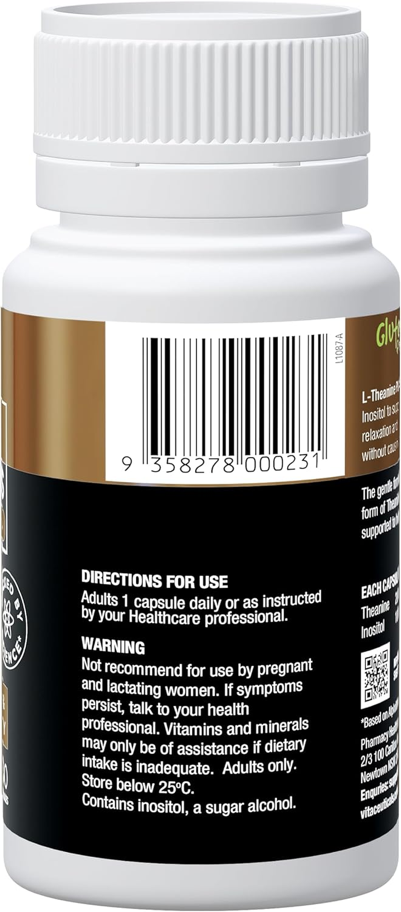 L-Theanine plus by Vitaceuticals | Supports Mental Clarity, Relaxation & Stress Relief | Australian Made | 30 Capsules