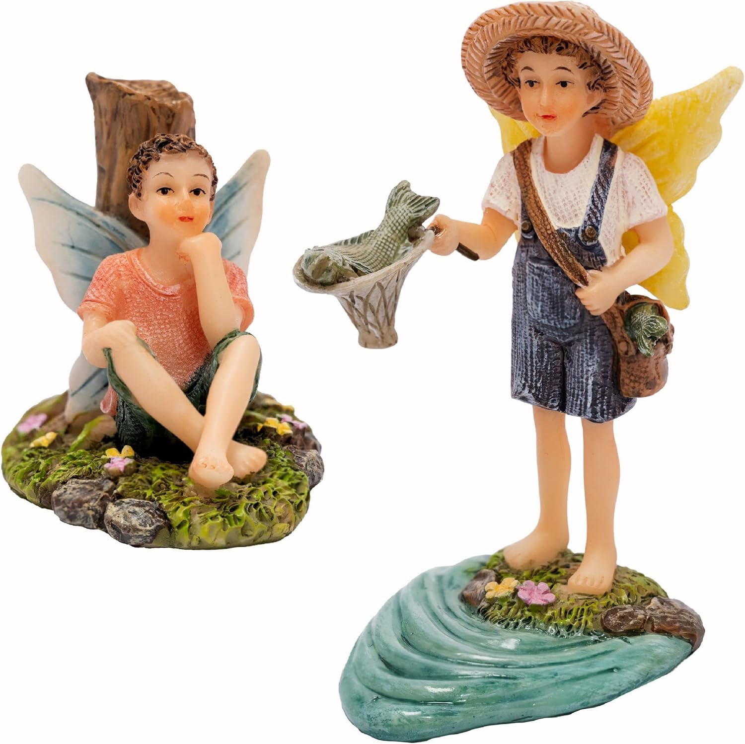 PRETMANNS Fairies for Fairy Garden - Fishing Boy Figurines &ndash; Accessories for Indoor or Outdoor Miniature Garden &ndash; 2-Piece Set image number 2