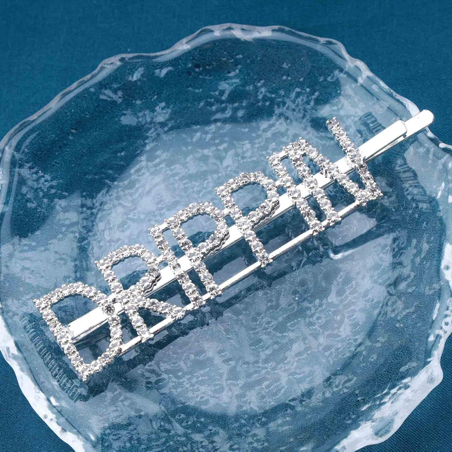 Yheakne Boho Crystal Hair Clip Pin Silver Letter Hairpin Hair Clip Vintage Hair Clips Pins Decorative Bobby Pin Rhinestone Hair Clips Shiny Bridal Hair Accessories for Women and Girls (Drippin) image number 5