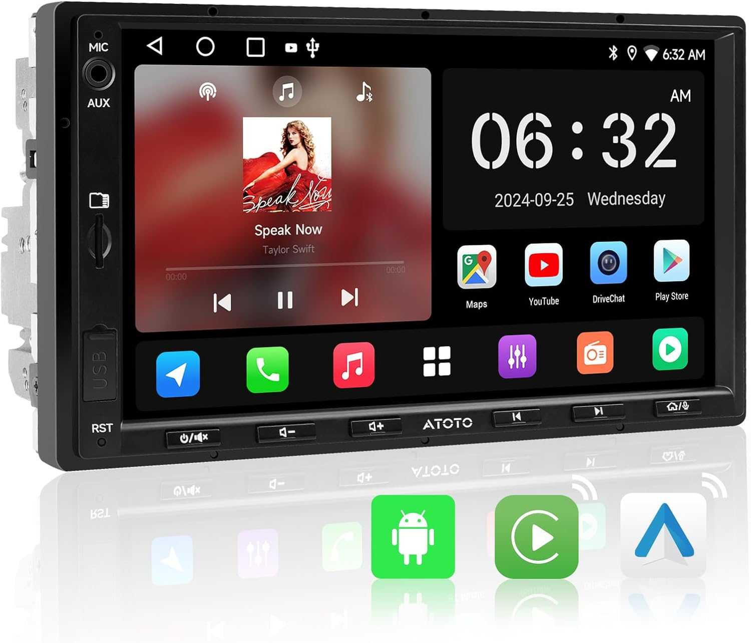 ATOTOZONE A5L Android Double DIN Car Stereo, Wireless Carplay Android Auto Head Unit, 7Inch Touchscreen Digital Media Receivers, Wifi/Bluetooth/Usb Tethering, 24Band EQ DSP, Mirrorlink, 2G+32G, FM/AM image number 3