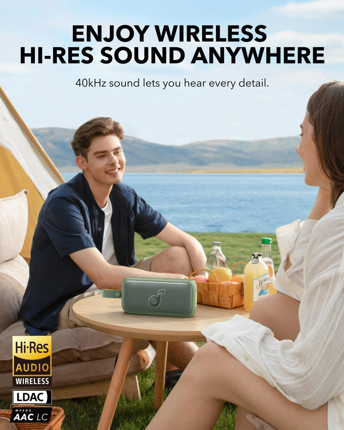 Soundcore Motion 300 Wireless Hi-Res Portable Speaker with Bassup, Bluetooth Speaker with Smarttune Technology, 30W Stereo Sound, 13H Playback, and IPX7 Waterproof, for Outdoor Travel, Backyard(Green) image number 1