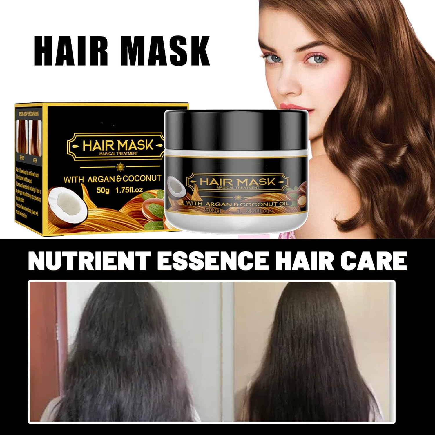 2Pcs Instant Keratin Hair Repair Mask, Magical Hair Treatment Mask, Hair Damage Repair, Deep Conditioner Suitable for Dry Damaged Hair and Growth,Nourishment & Scalp Treatment -50G image number 2