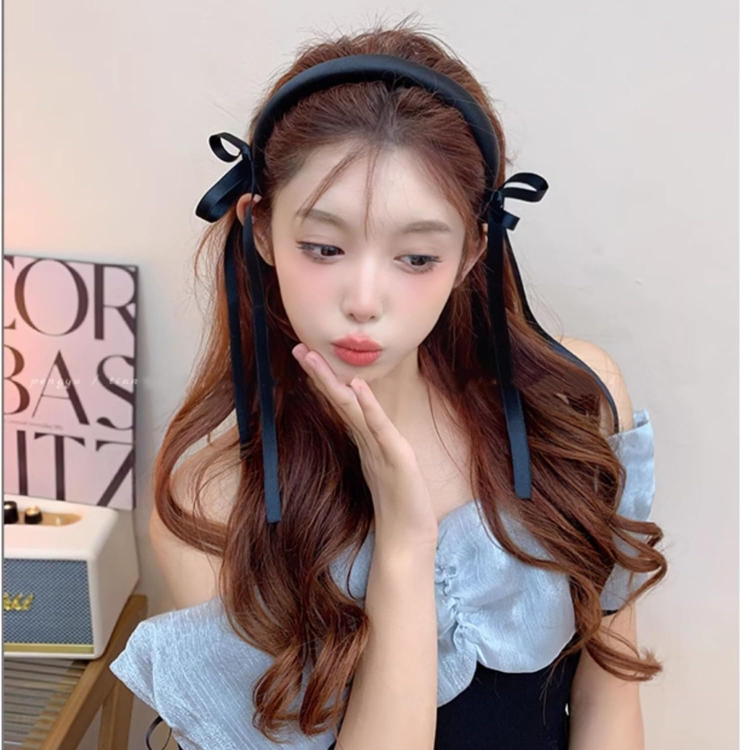 Headband, Hair Accessories for Women, Girls, Bride, Fashion Flower Girl Headbands, Hair Band Headpiece with Tassels (Black) image number 4