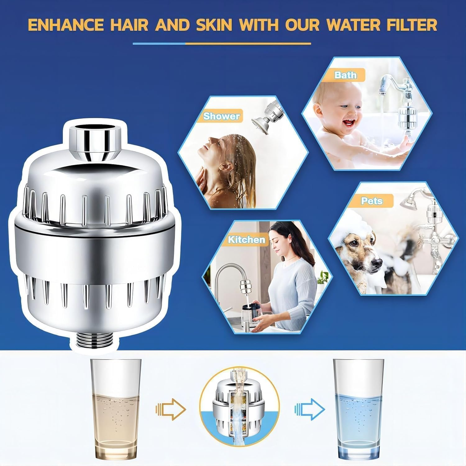 Shower Head Filter for Hard Water & Hair - 2 Replacement Cartridges -20 Stage - Water Softener to Remove Chlorine and Fluoride,Bthf-02 - Brushed Nickel image number 2