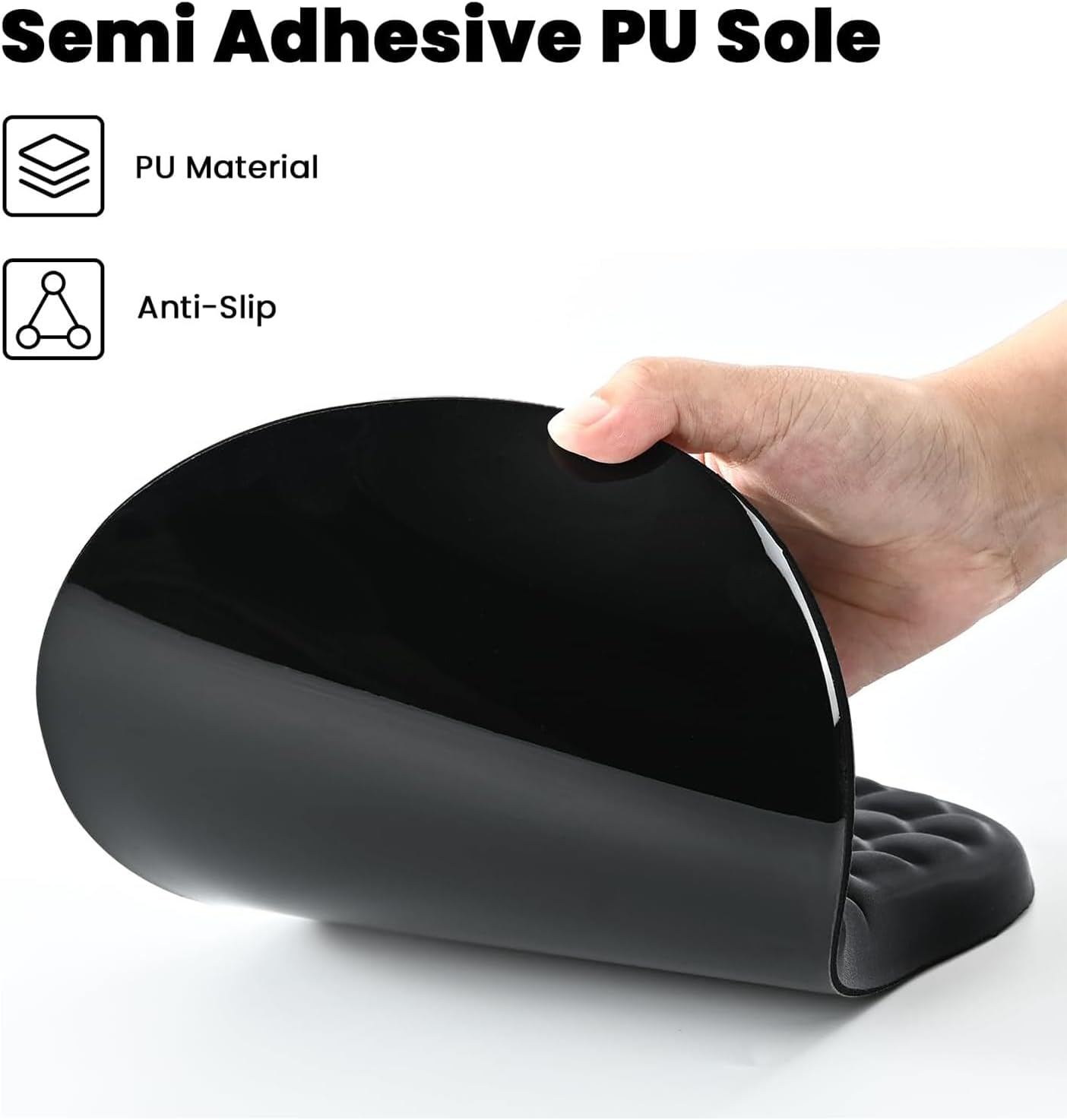 Mouse Pad Wrist Support, Ergonomic Mouse Pad with Wrist Rest, Comfortable Computer Mouse Pad for Laptop, Pain Relief Mousepad with Non-Slip PU Base for Wireless Mouse & Desk