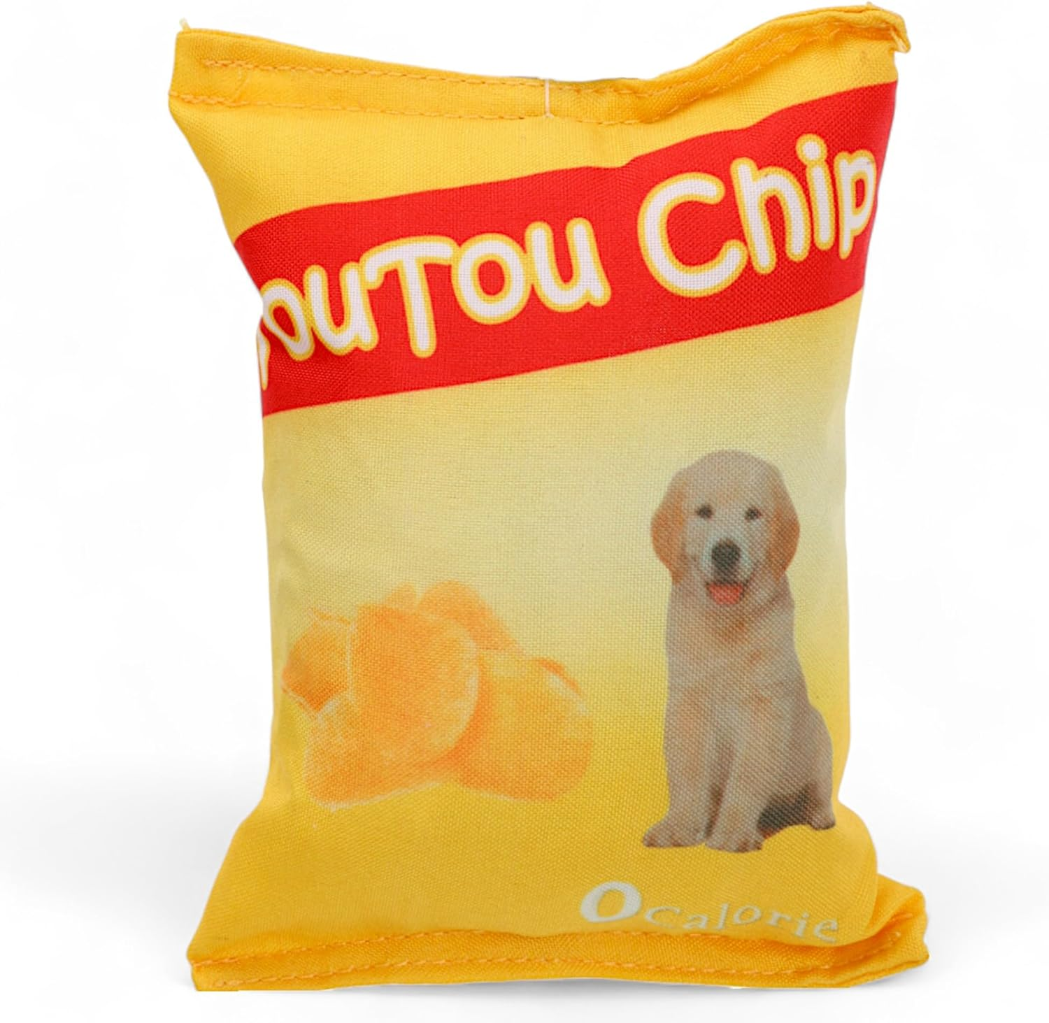 MIJOMA Dog Toy Crackling Chips Bag 'Toutou Chips' - Squeaky, Robust Polyester Toy for Loving Playing Hours 18 X 12 X 6 Cm