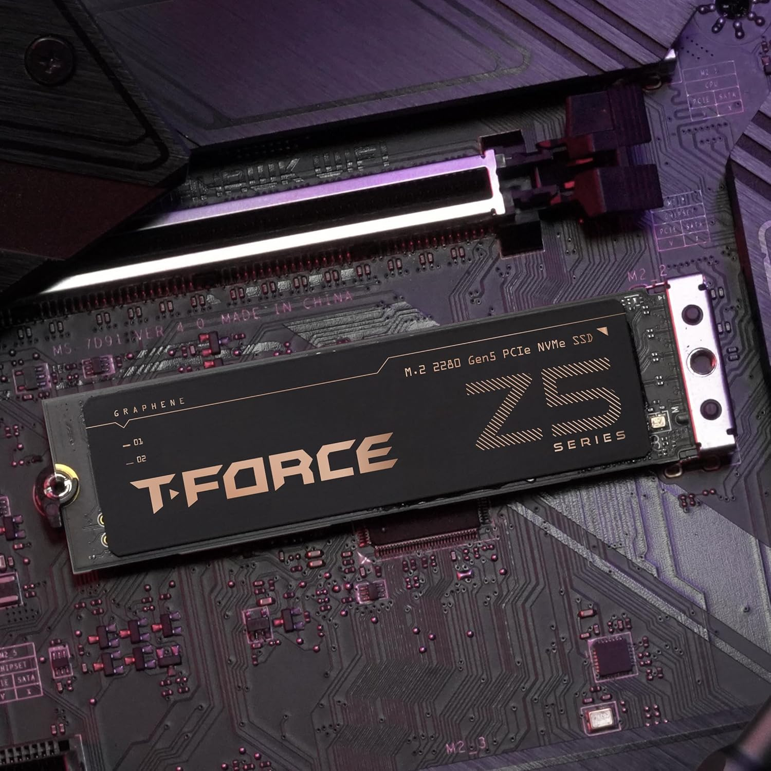 TEAMGROUP T-FORCE Z540 1TB DRAM SLC CACHE 3D TLC NAND Nvme Phison E26 Pcie Gen5X4 M.2 2280 Gaming SSD with Ultra-Thin Graphene Heat Spreader Read/Write 11700/9500 Mb/S TM8FF1001T0C129 image number 2