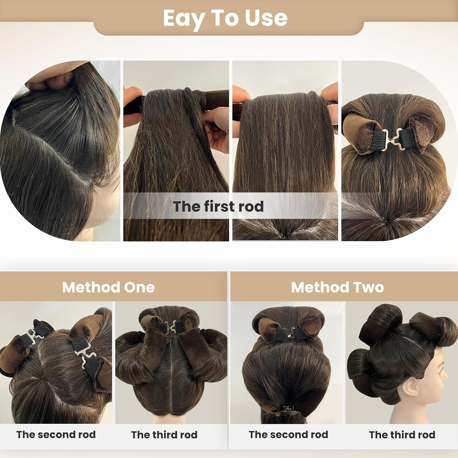 Heatless Hair Curler, Heatless Curls Overnight, No Heat Heatless Curling Rod Headband, Heatless Hair Curlers to Sleep In, 4PCS Rods with Hook for Most Hair Types (Pink, 1 Count (Pack of 5))