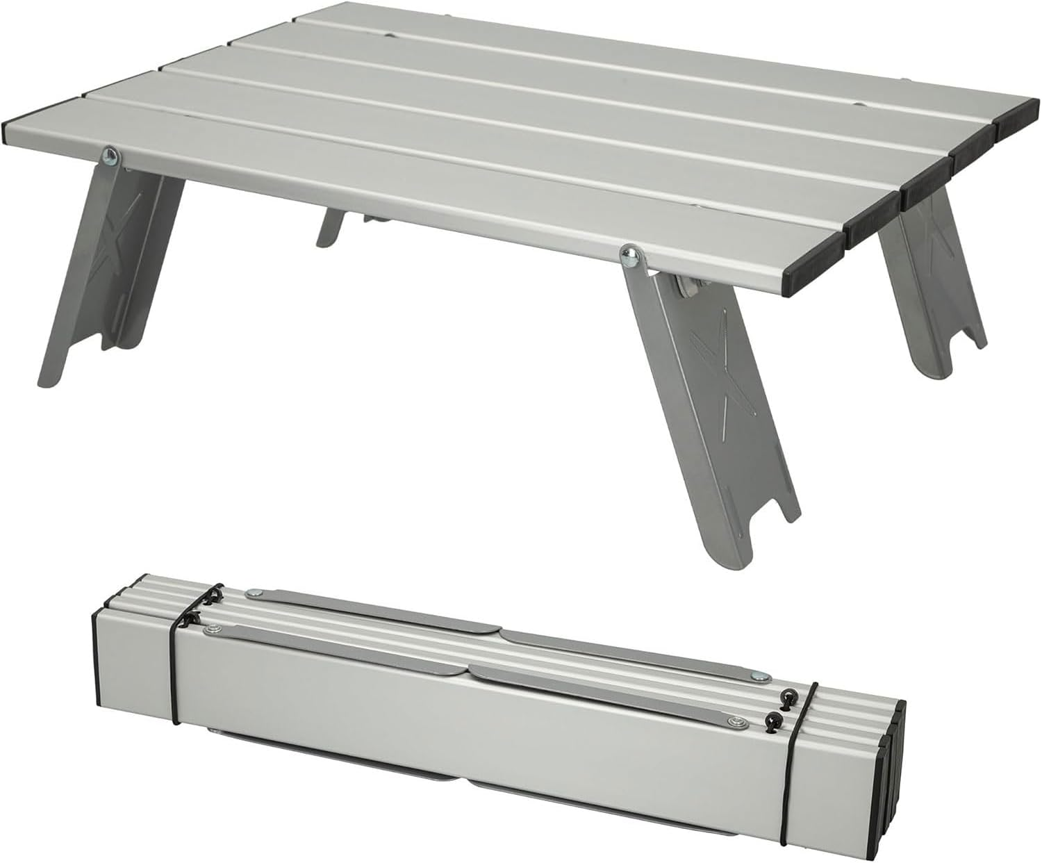 Table Outdoor Mini Small Camping Table, Portable Folding Beach Table Mini Camping Table Aluminum, Ultralight Picnic Table with Carry Bag for Outdoor Travel, Picnic, Car Camping, Beach (Silver) image number 1