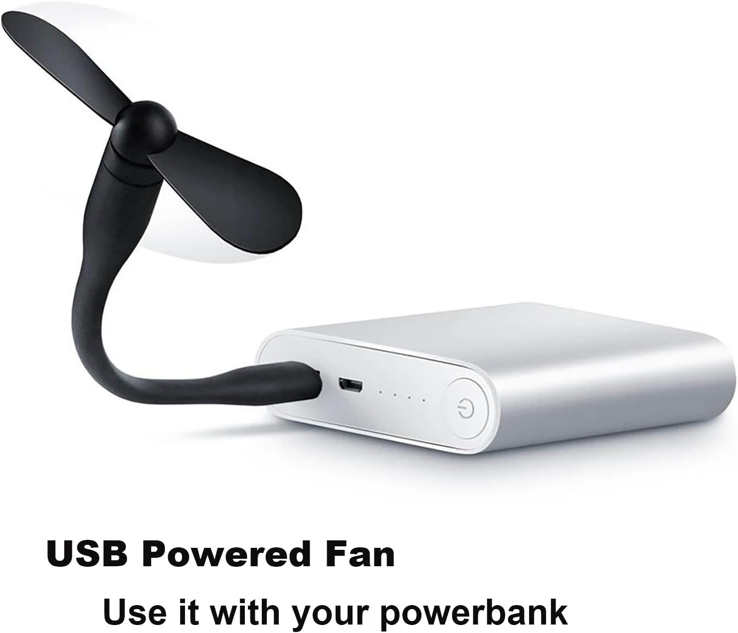 Sokelinn-Six USB Flexible Fan, Mini Portable Cooling Fans USB Powered for Power Bank Laptop PC AC Charger - 2 Pack (Black) - Blue image number 3