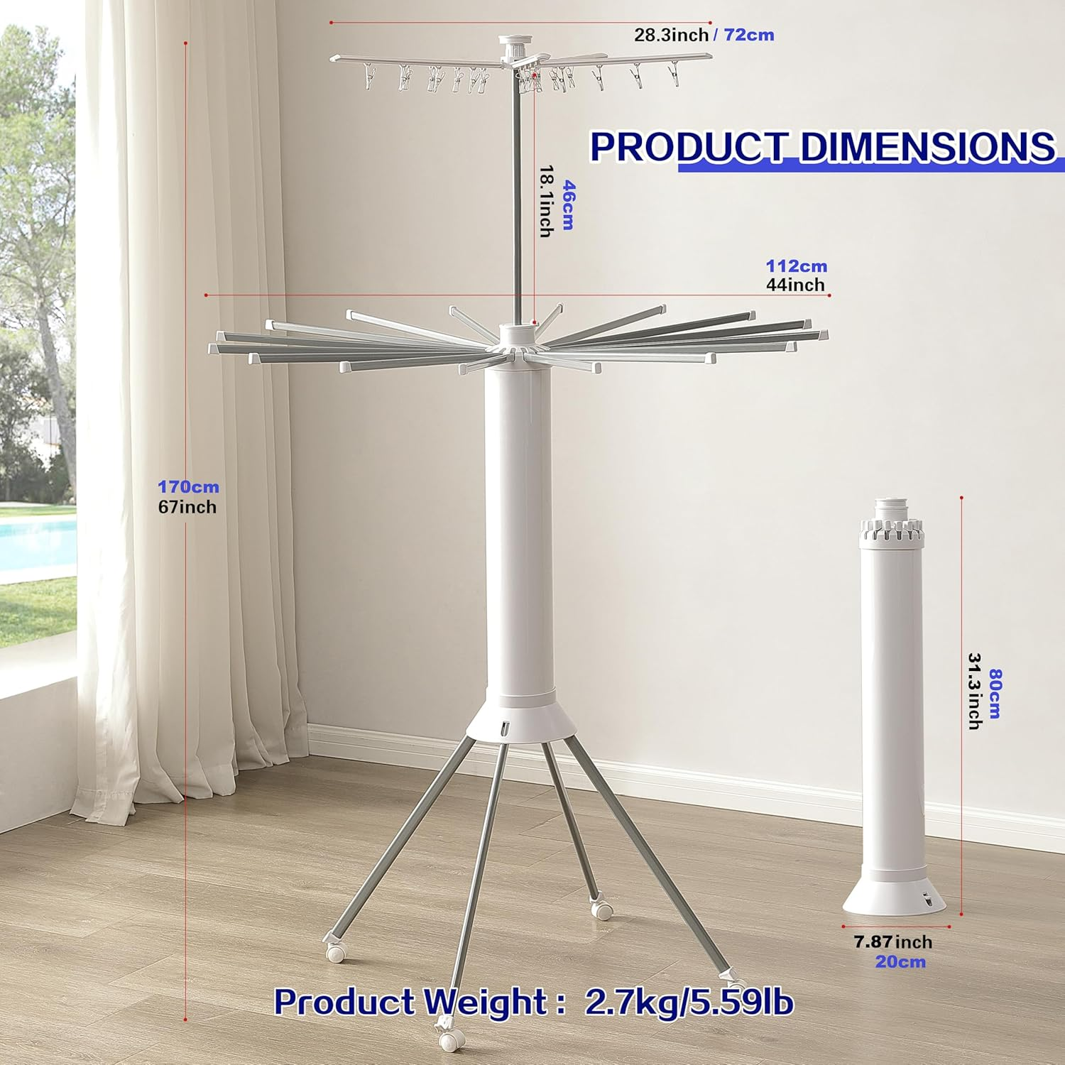 SIMTWO 2-Level Clothes Drying Rack Foldable, Portable Laundry Drying Rack with 21 Rods, Collapsible Folding Drying Rack for Clothes with 4 Legs, Aluminum Standing Dry Racks for Indoor & Outdoor image number 1