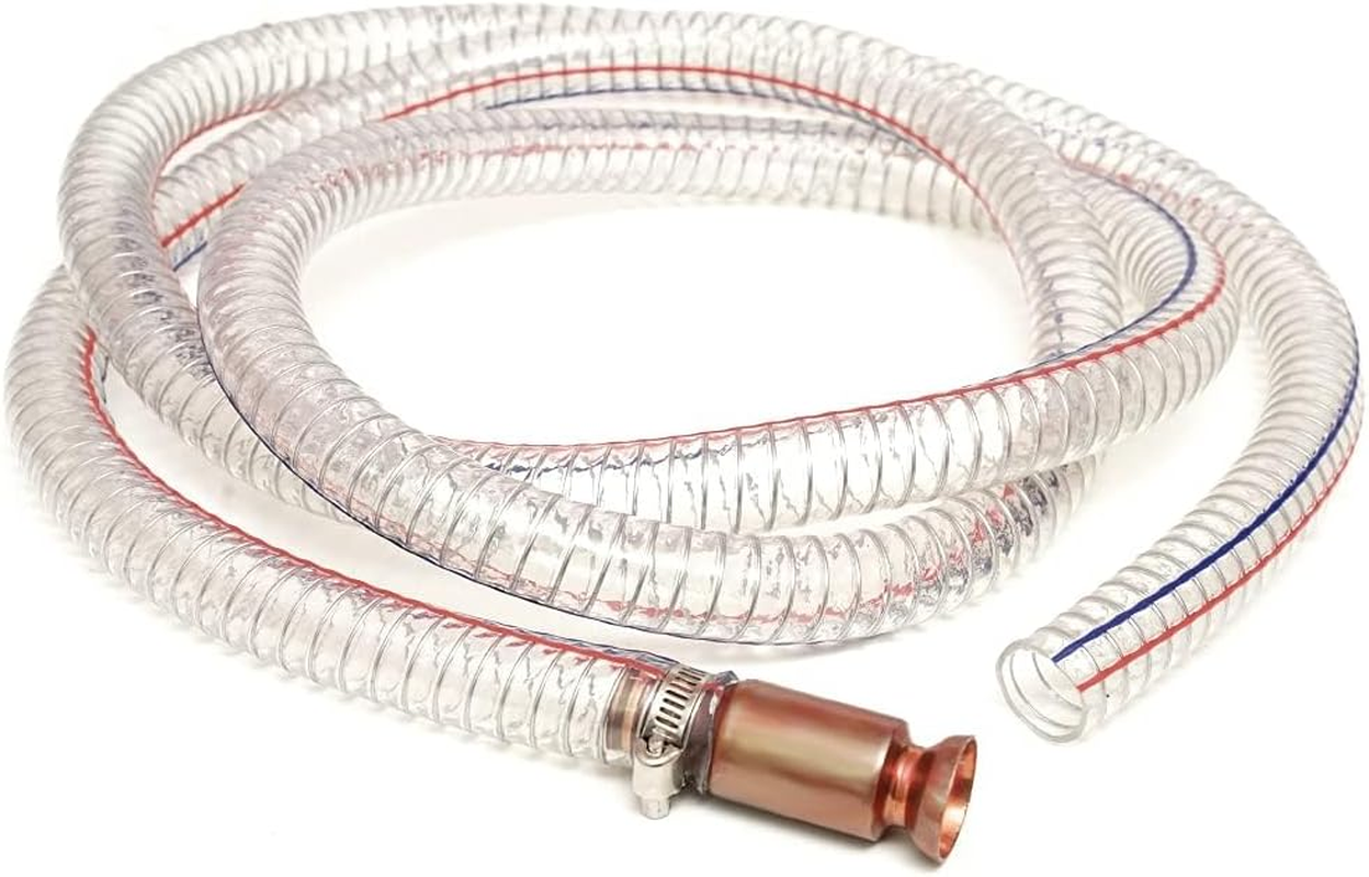 8.2' 5/8" Jiggler Siphon Hose, Gerguirry Heavy Duty Self-Priming Transfer Hose for Gasoline Fuel Gas Siphon Tube Copper Nipple with Metal Buckle image number 1