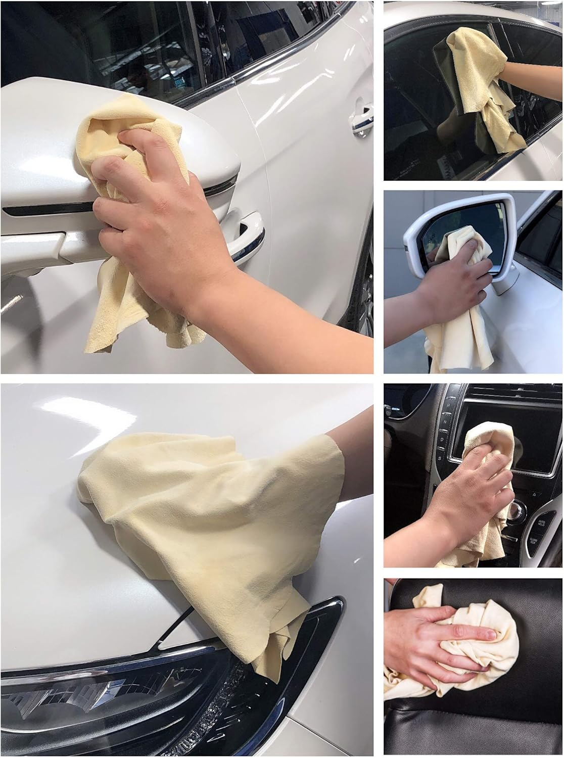 SHEEPSKIN ELITE Chamois Drying Cloth Car Drying Towel Real Leather Super Absorbent Fast Drying Natural Chamois Car Wash Cloth Accessory (2 SQ Each, 4 SQ FT in Total) image number 4