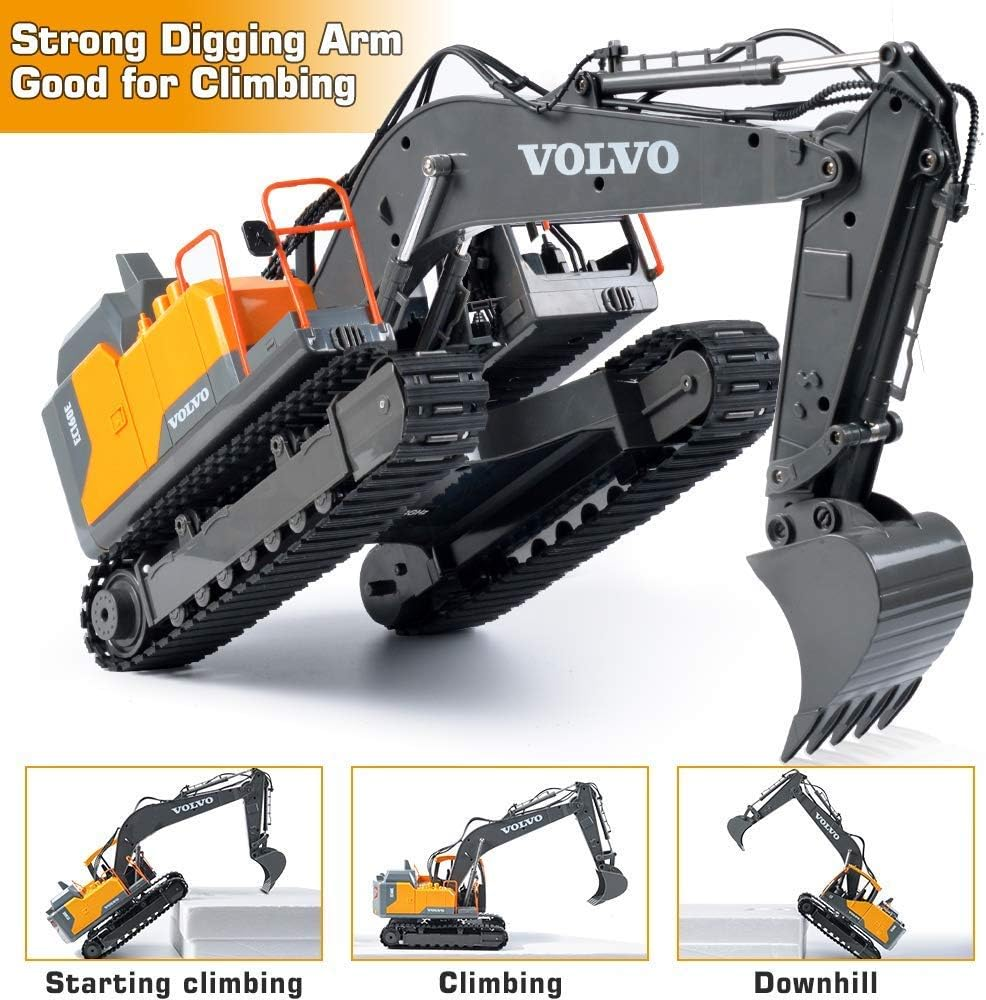 Volvo RC Excavator 17 Channel RC Truck with 2 Rechargeable Batteries Full Functional Remote Control Excavator Construction Tractor image number 3