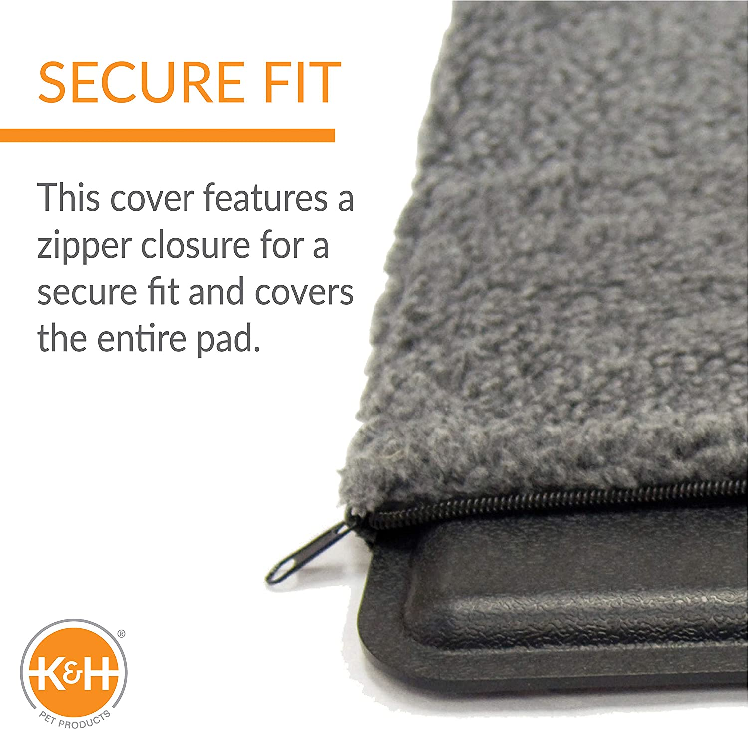 K&H Pet Products Extreme Weather Kitty Pad/Small Lectro-Kennel Outdoor Heated Pad Replacement Cover, Zipper Closure, Soft & Breathable - 18.5 X 12.5In Gray Fleece (Heated Pads Sold Separately) image number 2