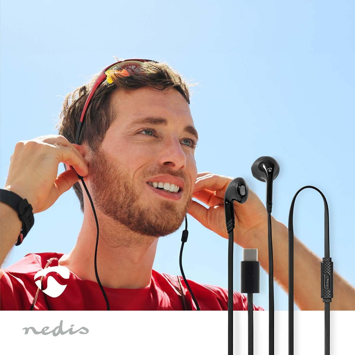 Nedis Wired Headphones - USB-C - Cable Length: 1.20 M - Built-In Microphone - Volume Control - Black image number 4