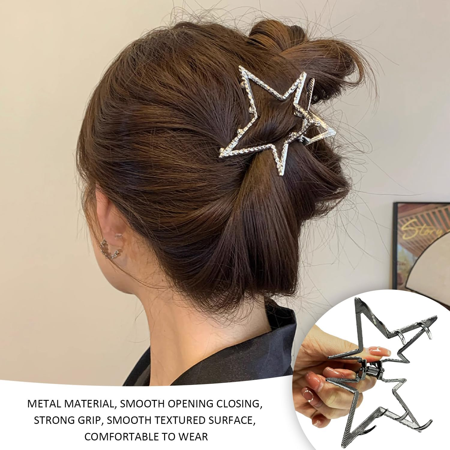 Pack of 5 Non-Slip Hair Clips, Metal Clips for the Back of the Head, Love Star Hair Clips, Elee Hair Accessories for Women, Simple and Fashionable Hair Accessories, Hairstyle Fixing Clips image number 4