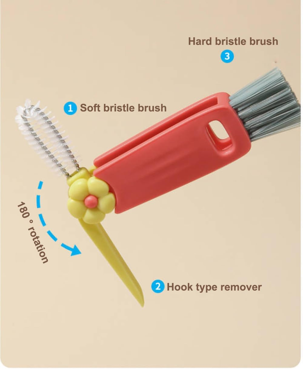 3 in 1 Cup Lid Cleaning Brush, 2024 New Crevice Brush for Bottle Gap Tight Spaces, Multifunctional Portable Cleaner with Brush image number 2