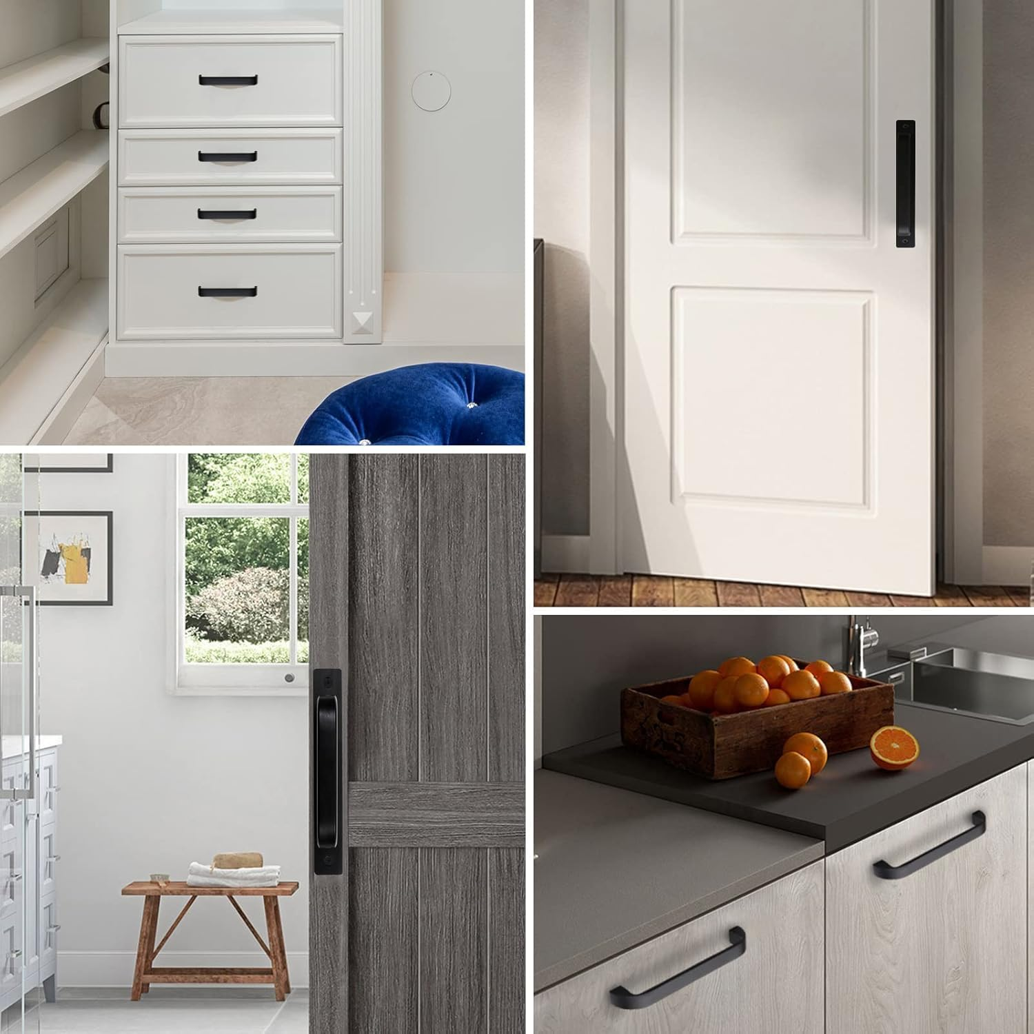 2 Pack Aluminum Alloy Barn Door Handles - 5.79In Cabinet Door Handle with Screws,Indoor/Outdoor Use for Sliding Doors, Cabinets, Wardrobes image number 2