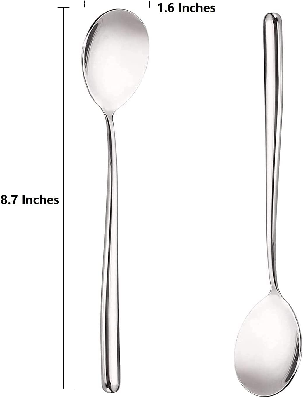 Stainless Steel Spoon,Long Handle Great Circle Soup Spoons Korean Long Handled Soup Spoon,Stainless Steel round Handle Bar Spoons Silver Set of 4 image number 6