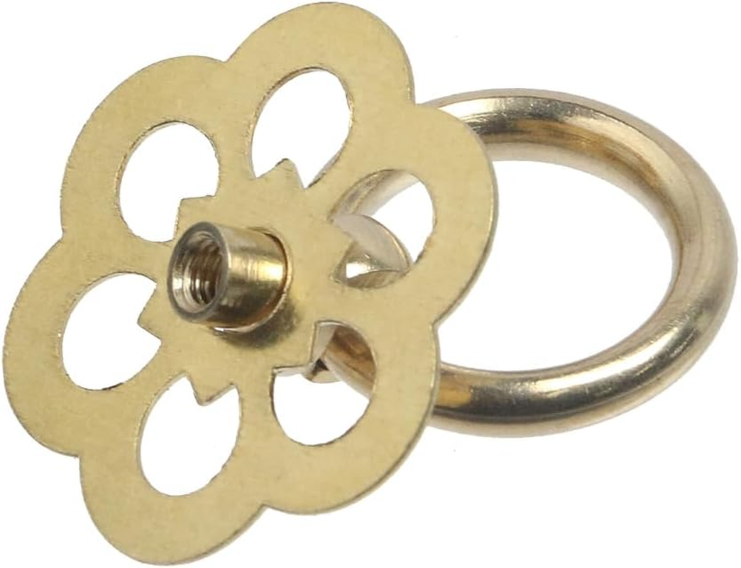 Geesatis 6 Pcs Bass Ring Pulls Cabinet Drawer Pull Handle Rings Brass Pulls Antique Handle Pull for Jewelry Case Box with Mounting Screws, 1.25 X 1 Inch image number 1