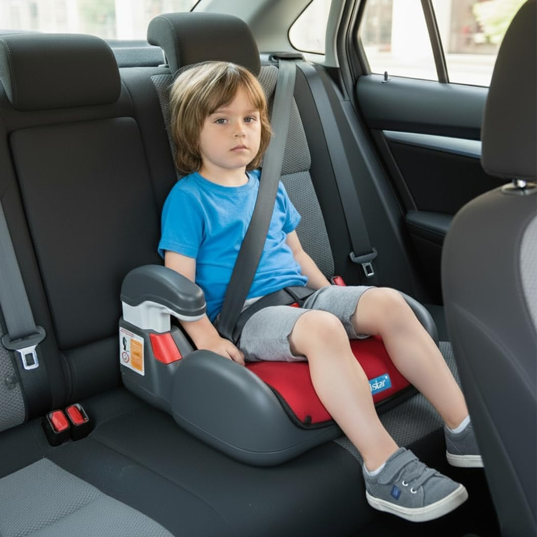 Safety Chair Toddler, Ergonomic Kids Seat with High Elastic Sponge & PP, SGS Certified, Flame Retardant Fabric & Seatbelt Buckle (Red) image number 5