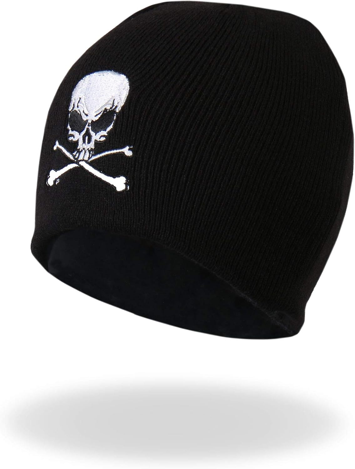 Hot Leathers KHB1010 Skull and Crossbones Beanie, Black image number 2