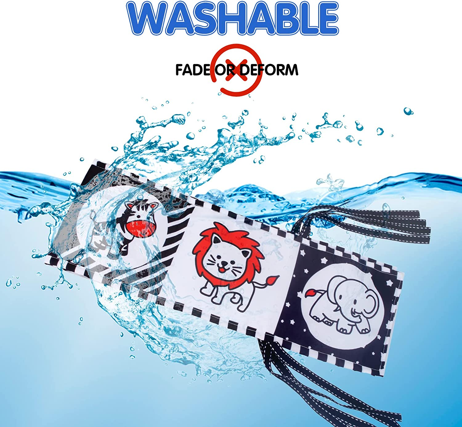 Jenilily Black and White High Contrast Soft Cloth Book for Baby Infant Mirror Tummy Time Baby Book Crib Toys for Boys Girls Newborn