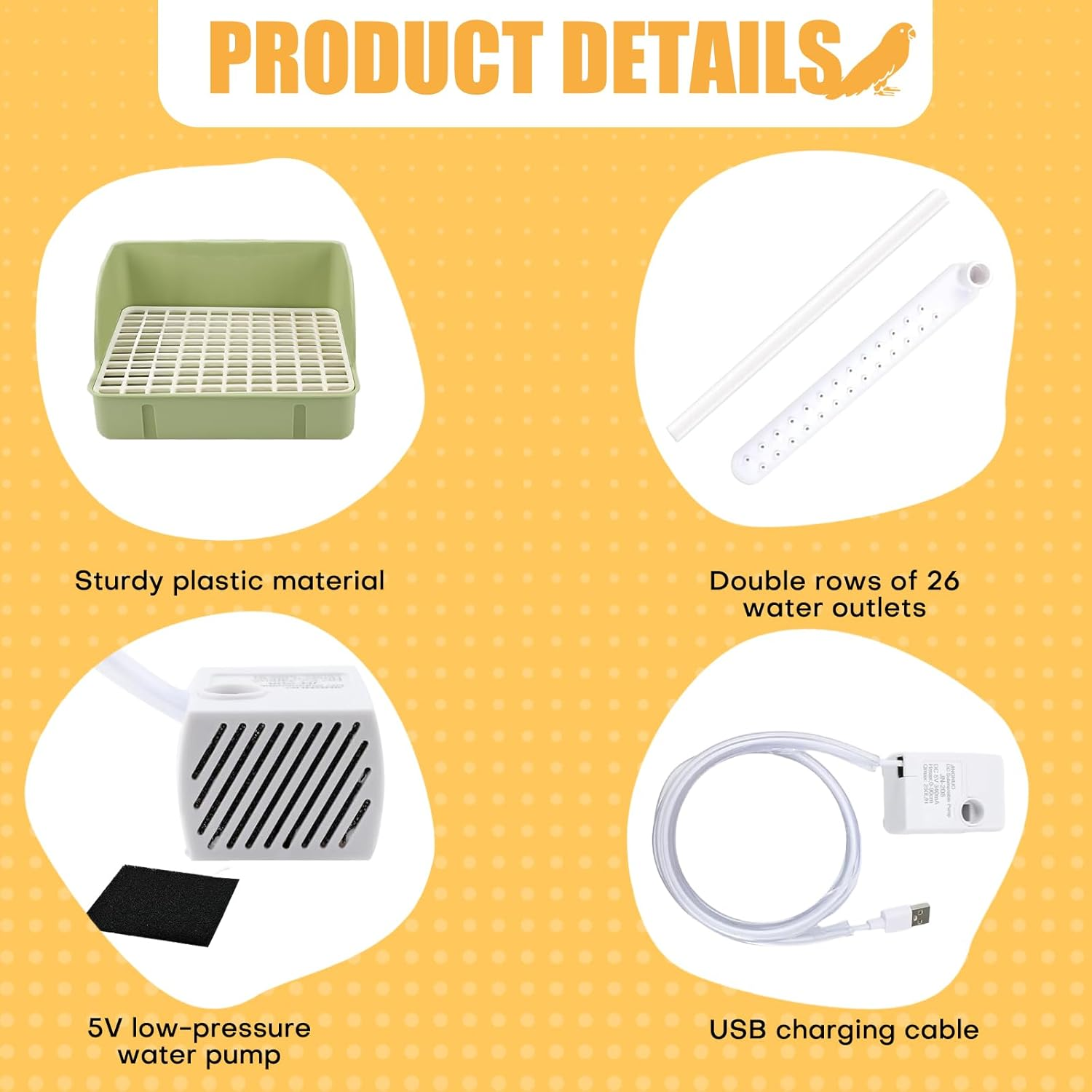 Umisu Bird Bathhouse Bathtub Automatic Bird Bath with Pump, Bird Bath Bath Bird Shower Accessories for Parakeets Birds Parrot (Green, L) image number 3