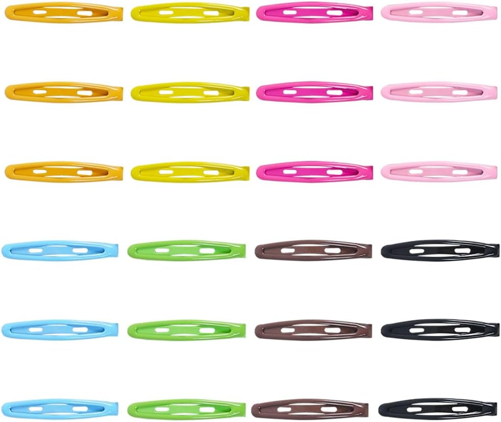 TRKETK 24 Pcs Hair Clip Snap Barrettes for Women Metal Non Slip Practical and Stylish Matte Flat Hairs Accessories Cute Head Clip Waterdrop Hairpin for Thick and Thin Fine All Hairstyle (8 Colors) image number 1