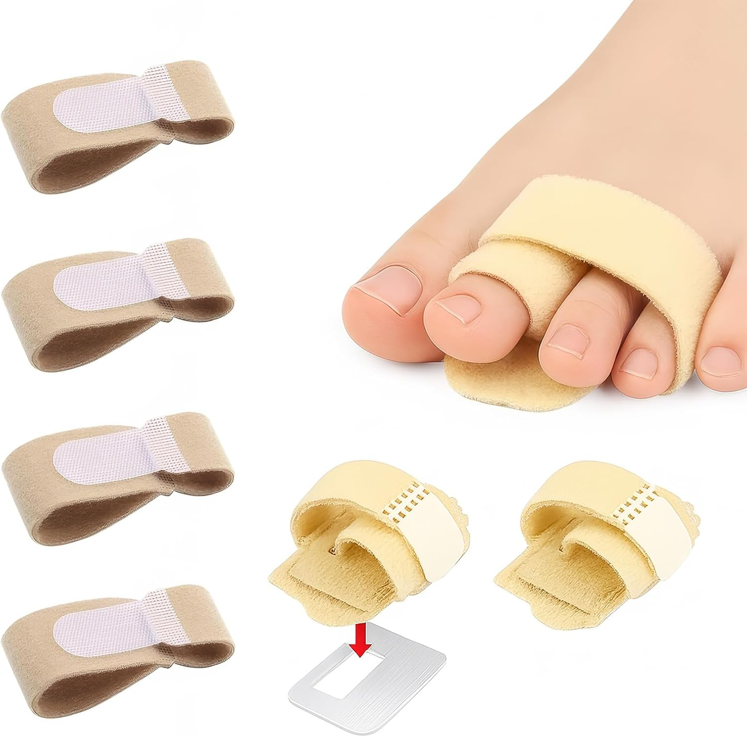 Pack of 2 Hammer Toe Bands with Splints and 4 Hammer Toe Straps, Hammer Toe Brace for Men and Women image number 3