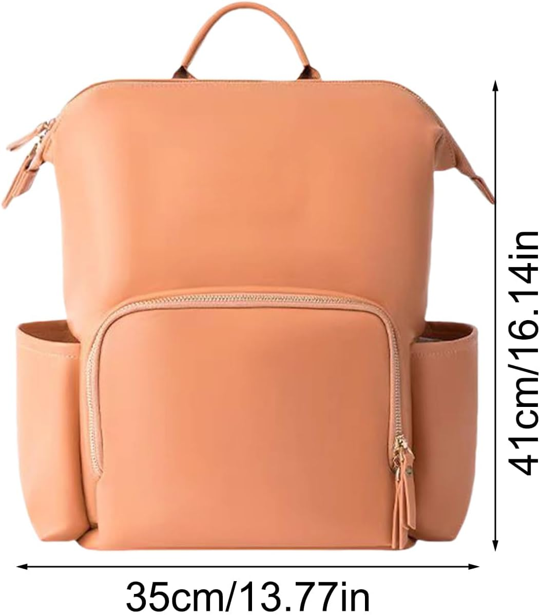 Diaper Bag Leather | Travel Baby Bag | PU Leather Diaper Backpack Waterproof Reinforced Zippers Pockets Organizer for Laptop for Mom image number 4