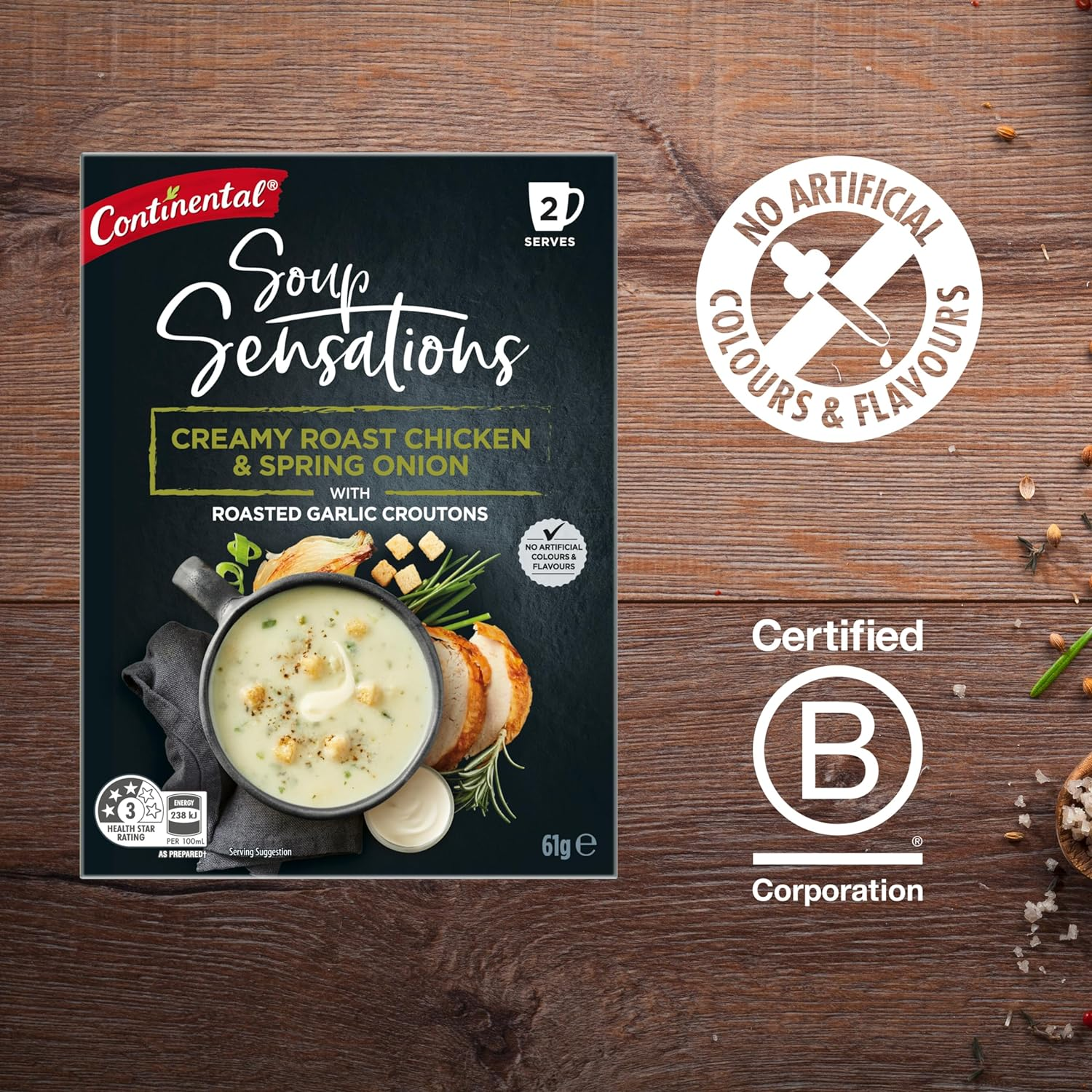 Continental Creamy Roast Chicken & Spring Onion with Roasted Garlic Croutons Soup Sensations 61 G image number 1