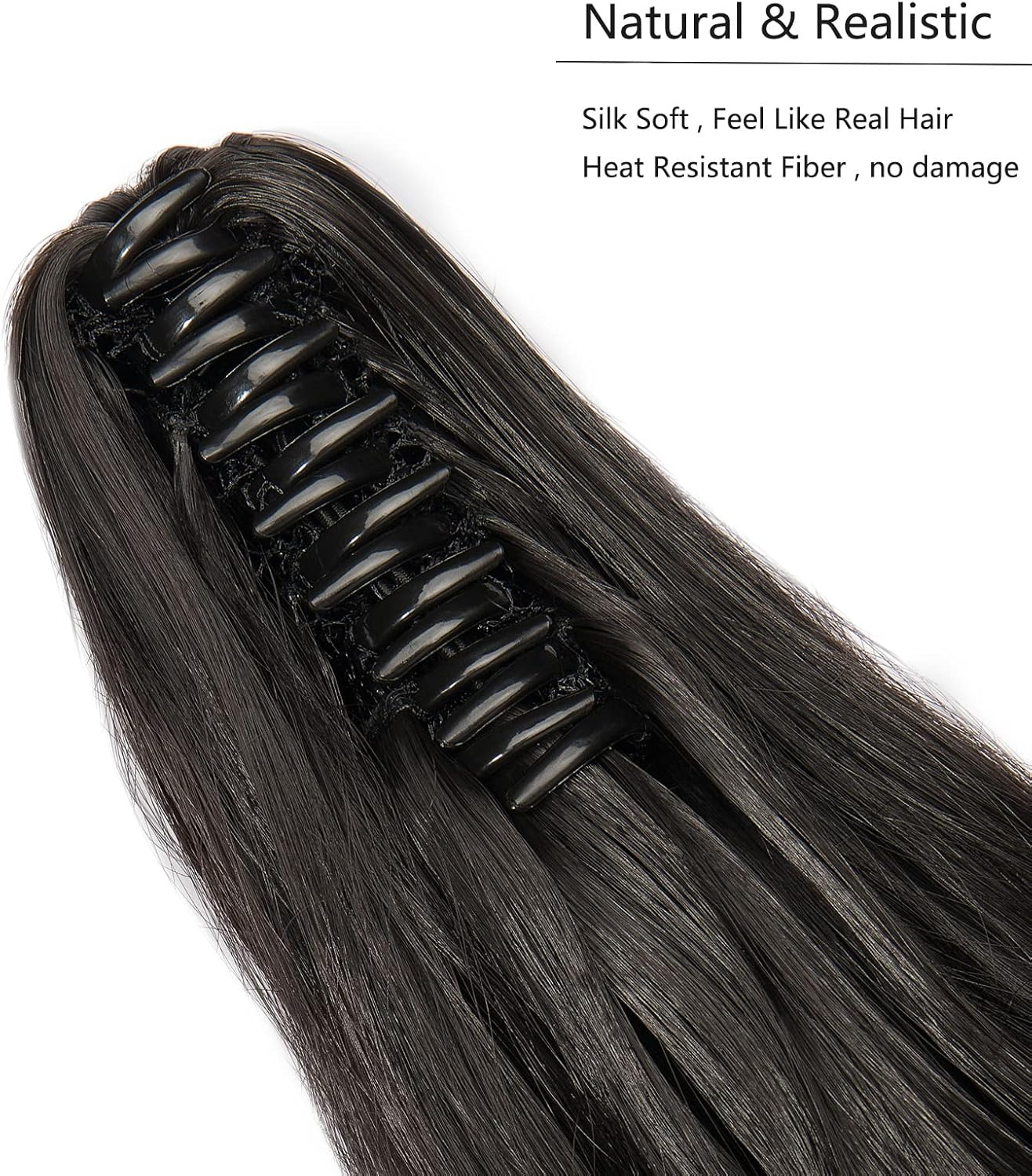 Cybelleza Clip-In Ponytail Extensions Braid Hairpiece Claw Ponytail Hair Extensions like Real Hair Wavy Curly Synthetic Hair Long Hair Heat Resistant Dark Brown image number 1